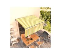 Auvent Automatique Rétractable avec Store 6x3 m Jaune et Blanc Banne vidaXL