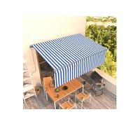 Luifel automatisch uittrekbaar met rolgordijn 4,5x3 m blauw wit3069446