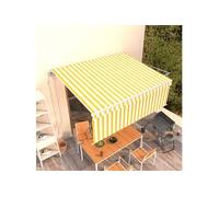 Luifel automatisch uittrekbaar met rolgordijn 4x3 m geel en wit 3069308