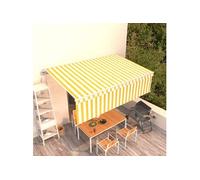 vidaXL Auvent rétractable automatique 5x3 m avec store, protection UV - Jaune et blanc