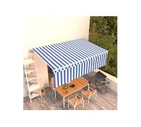 Luifel automatisch uittrekbaar met rolgordijn 5x3m blauw en wit3069346