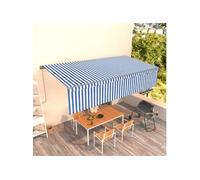 vidaXL Auvent Automatique Rétractable avec Store Banne Pliable Jardin Balcon Terrasse Extérieur Protection Contre Rayons UV 6x3 m Bleu et Blanc