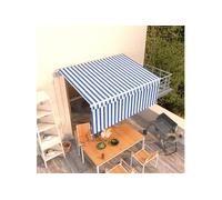 Luifel automatisch uittrekbaar rolgordijn 3,5x2,5 m blauw wit 3069286