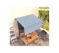 Luifel automatisch uittrekbaar rolgordijn 3,5x2,5 m blauw wit3069406