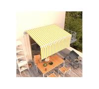 Luifel automatisch uittrekbaar rolgordijn 3,5x2,5 m geel en wit 3069288