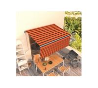 Auvent Automatique Rétractable avec Store 4x3m Orange et Marron Banne vidaXL