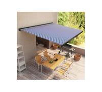 Luifel gemotoriseerd 350x250 cm blauw en wit3052686
