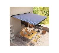 Luifel gemotoriseerd 400x300 cm blauw en wit3052689