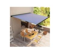 vidaXL Luifel handmatig 450x300 cm blauw en wit3052707 Blanc G