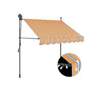 vidaXL Auvent manuel rétractable avec LED – 150 cm – Jaune et bleu