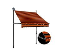 Luifel handmatig uitschuifbaar met LED 150 cm oranje en bruin145877