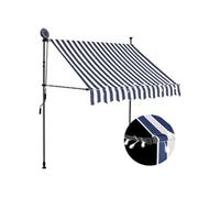 vidaXL Auvent Manuel Rétractable avec LED Store de Terrasse Auvent de Jardin Auvent de Balcon Extérieur Ombrage des Fenêtres 200 cm Bleu et Blanc