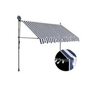 Vidaxl Auvent Manuel Rétractable Avec Led 250 Cm Bleu Et Blanc