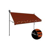 Luifel handmatig uitschuifbaar met LED 300 cm oranje en bruin145880