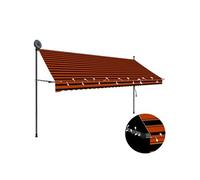 vidaXL Luifel handmatig uitschuifbaar met LED 350 cm oranje en bruin145881 Marron G