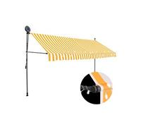 Luifel handmatig uitschuifbaar met LED 350 cm wit en oranje145860