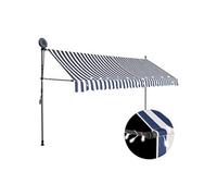 Luifel handmatig uitschuifbaar met LED 400 cm blauw en wit145847