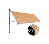 Vidaxl Auvent Manuel Rétractable Avec Led 400 Cm Jaune Et Bleu