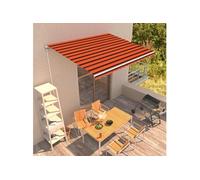 Vidaxl Auvent Manuel Rétractable 400x300 Cm Orange Et Marron Orange