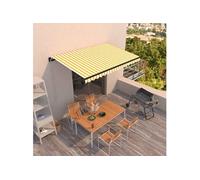 Auvent Manuel Rétractable 400x350 cm Jaune et Blanc Store Balcon Jardin vidaXL