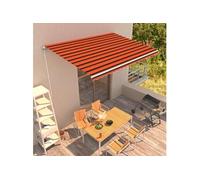 Auvent Manuel Rétractable Auvent de Terrasse Auvent de Jardin Auvent de Balcon Auvent d'Extérieur Ombrage des Fenêtres 450x300 cm Orange et Marron