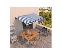 Auvent Manuel Rétractable 500x350 cm Bleu et Blanc Store Balcon Jardin vidaXL