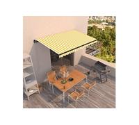 vidaXL Auvent Manuel Rétractable Auvent de Terrasse Store de Balcon Véranda Jardin Patio Extérieur Ombrage des Fenêtres 450x350 cm Jaune et Blanc Blanc
