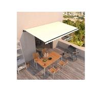 Auvent Manuel Rétractable 400x350 cm Jaune et Blanc Store Balcon Jardin vidaXL
