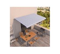 Luifel handmatig uittrekbaar 500x350 cm blauw en wit3069016