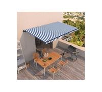 Auvent Manuel Rétractable 500x350 cm Bleu et Blanc Store Balcon Jardin vidaXL