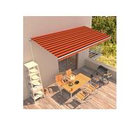 Vidaxl Auvent Manuel Rétractable 600x300 Cm Orange Et Marron Orange