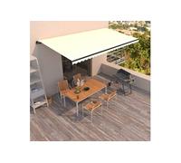 Auvent Manuel Rétractable 400x350 cm Jaune et Blanc Store Balcon Jardin vidaXL
