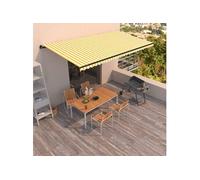 vidaXL Luifel handmatig uittrekbaar 600x350 cm geel en wit3069238 Blanc G