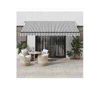 Auvent manuel rétractable avec LED anthracite blanc 400x350 cm, auvent, auvent de porte, auvent de jardin, store, auvent de terrasse