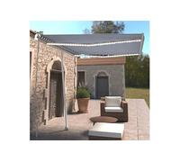 Vidaxl Auvent Manuel Rétractable Avec Led 300x250 Cm Bleu Et Blanc