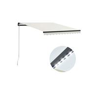 Auvent Manuel Rétractable avec LED Auvent de Terrasse Store de Balcon Véranda Extérieur Ombrage des Fenêtres 300x250 cm Crème