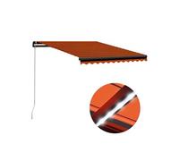 Auvent Manuel Rétractable avec LED Auvent de Terrasse Store de Balcon Véranda Extérieur Ombrage des Fenêtres 300x250 cm Orange et Marron