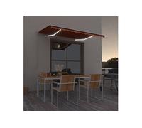 Auvent Manuel Rétractable avec LED 300x250 cm Orange et Marron Store vidaXL