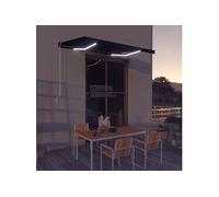 Vidaxl Auvent Manuel Rétractable Avec Led 350x250 Cm Anthracite Gris