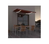 Luifel handmatig uittrekbaar met LED 350x250 cm oranje en bruin3068885