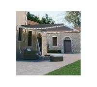 Vidaxl Auvent Manuel Rétractable Avec Led 400x300 Cm Bleu Et Blanc