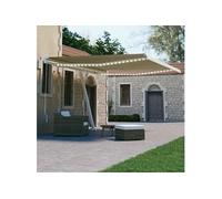 Auvent Manuel Rétractable avec LED Auvent de Terrasse Store de Balcon Jardin Patio Extérieur Ombrage des Fenêtres 400x300 cm Crème