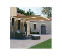 Auvent Manuel Rétractable avec LED Auvent de Terrasse Store de Balcon Jardin Patio Extérieur Ombrage des Fenêtres 400x300 cm Jaune et Blanc 3069543