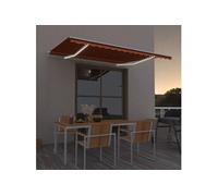 Vidaxl Auvent Manuel Rétractable Avec Led 400x300 Cm Orange Et Marron