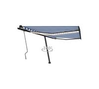 Luifel handmatig uittrekbaar met LED 400x350 cm blauw en wit3069821
