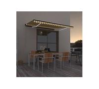 Luifel handmatig uittrekbaar met LED 400x350 cm geel en wit3069183