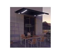 Vidaxl Auvent Manuel Rétractable Avec Led 450x300 Cm Anthracite Gris