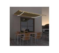 Luifel handmatig uittrekbaar met LED 450x300 cm geel en wit3068923