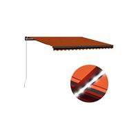 Vidaxl Auvent Manuel Rétractable Avec Led 450x300 Cm Orange Et Marron Orange