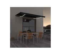 Auvent Manuel Rétractable avec LED 350x250 cm Jaune et Blanc Store vidaXL